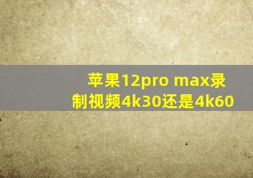 苹果12pro max录制视频4k30还是4k60